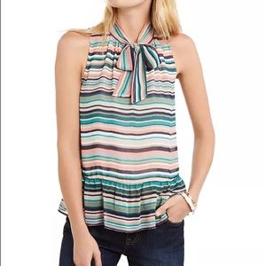 Tommy Hilfiger striped blouse with tie-neck
